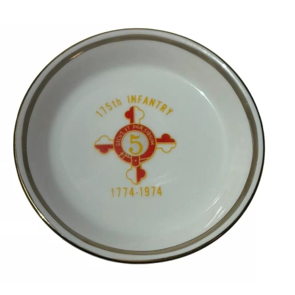 Vintage 175th Infantry US Army Military Memorabilia Plate Trinket Dish 1774-1974